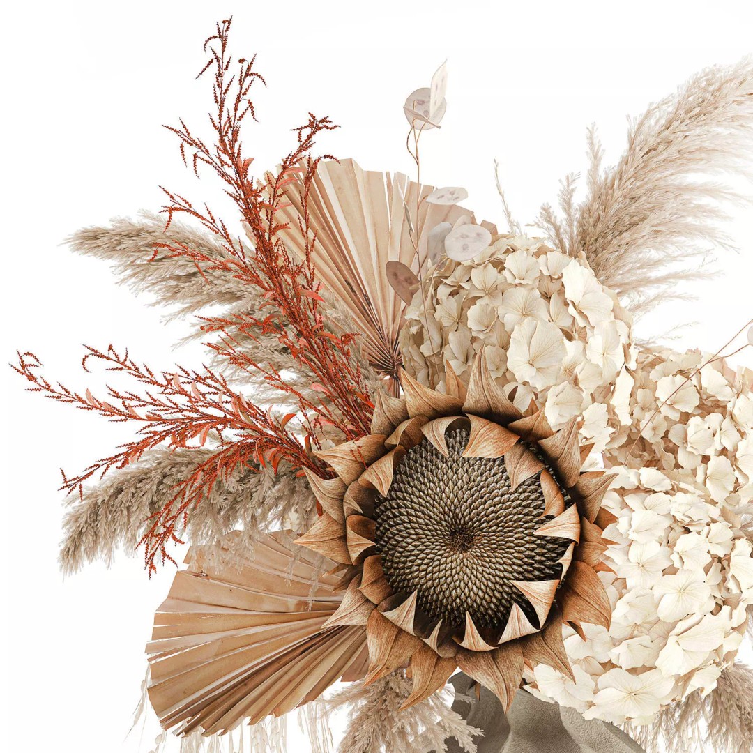Dried Flower Bouquet 3D Model – Decorative Natural Arrangement, FBX - View 13