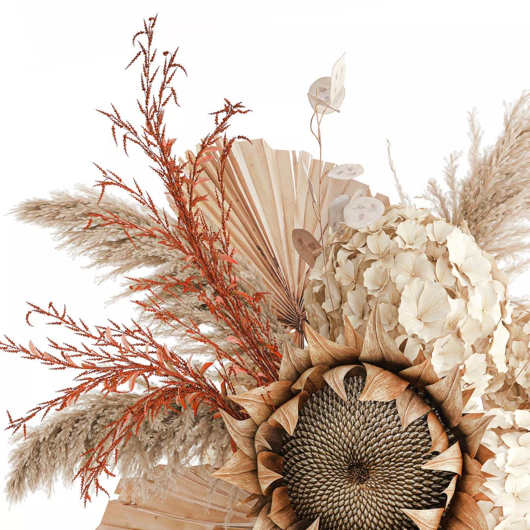 Dried Flower Bouquet 3D Model – Decorative Natural Arrangement, FBX - View 14