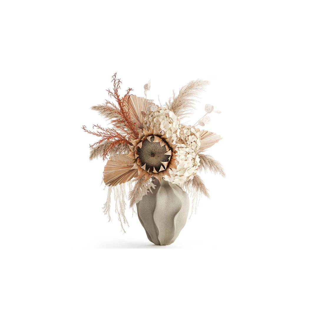 Dried Flower Bouquet 3D Model – Decorative Natural Arrangement, FBX - View 2