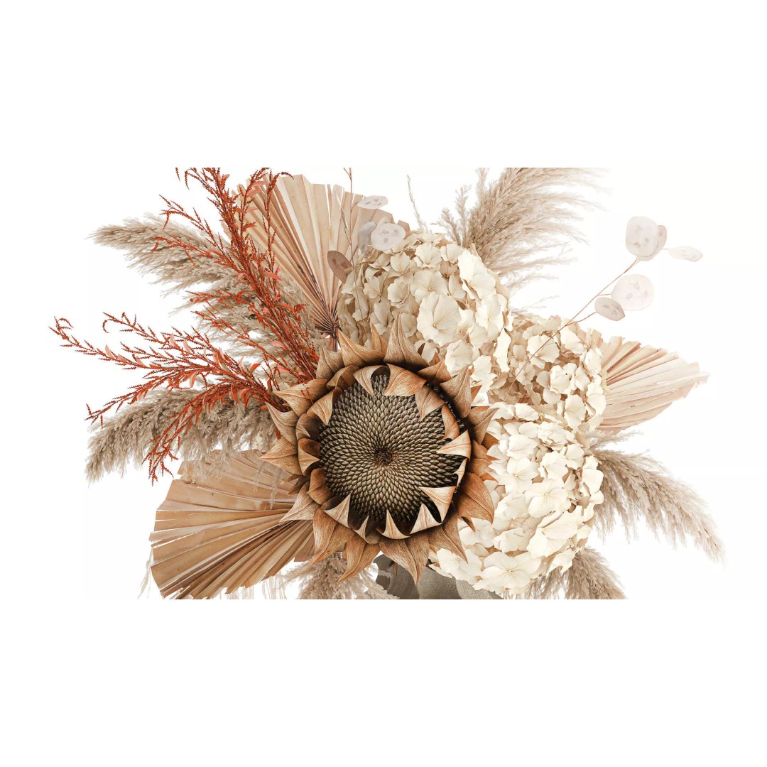 Dried Flower Bouquet 3D Model – Decorative Natural Arrangement, FBX - View 3