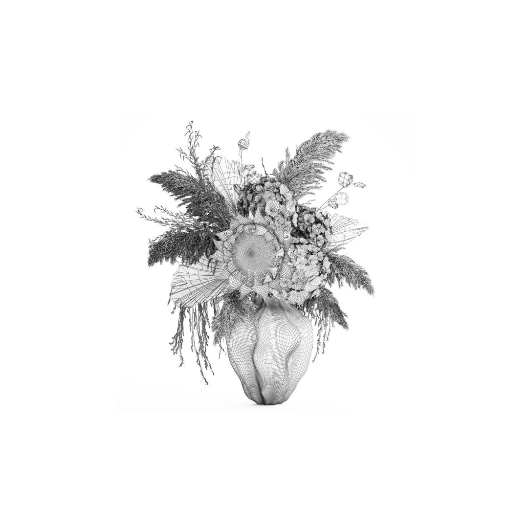 Dried Flower Bouquet 3D Model – Decorative Natural Arrangement, FBX - View 9