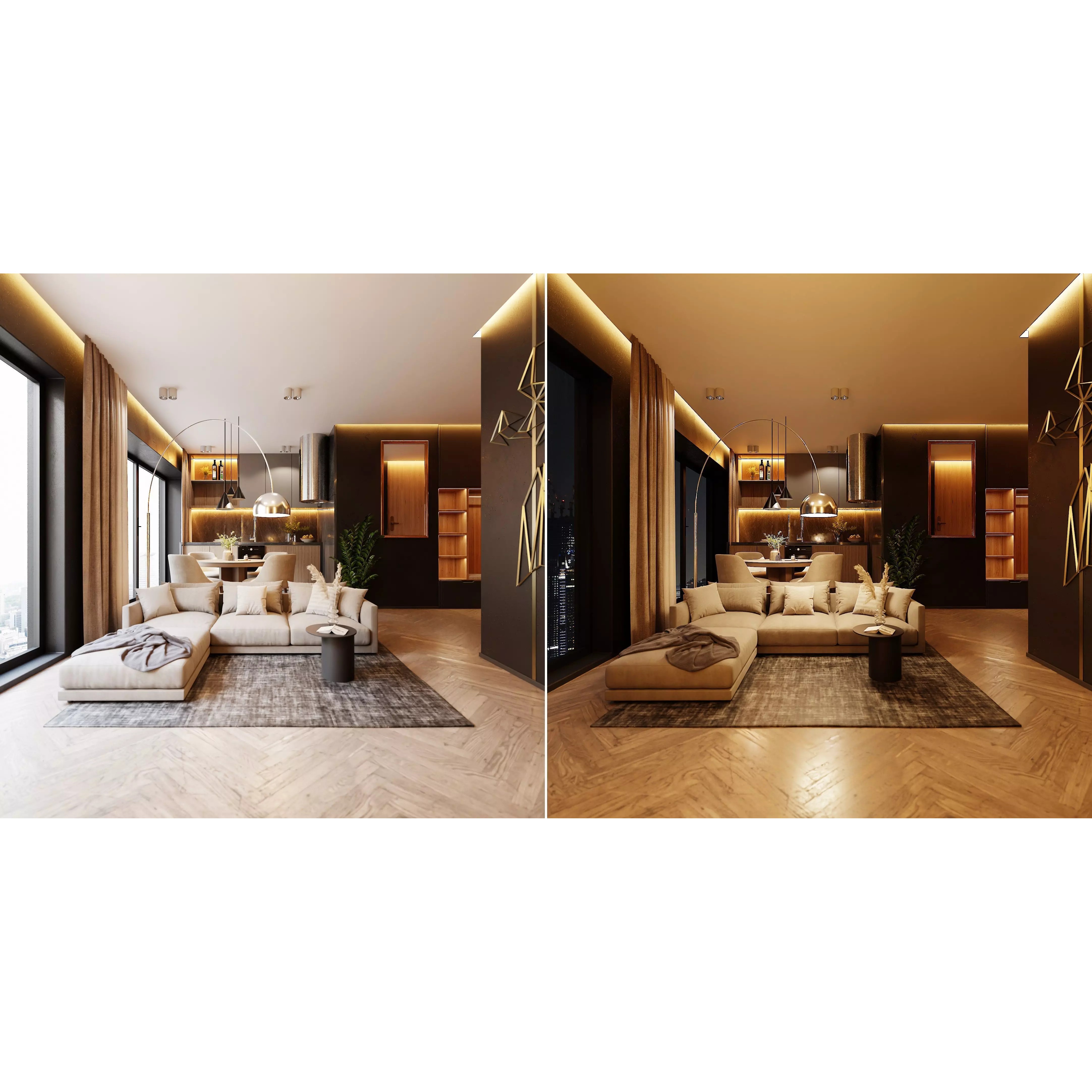 Modern Apartment Scene - High-Poly Blender 3D Model - View 2