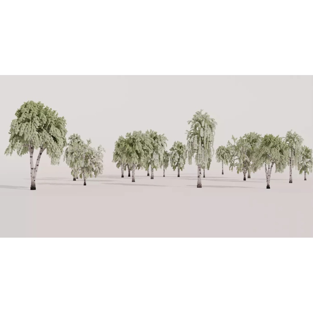 Birch Trees 3D Model – Voxel Art Pack with PBR Textures, FBX - View 10