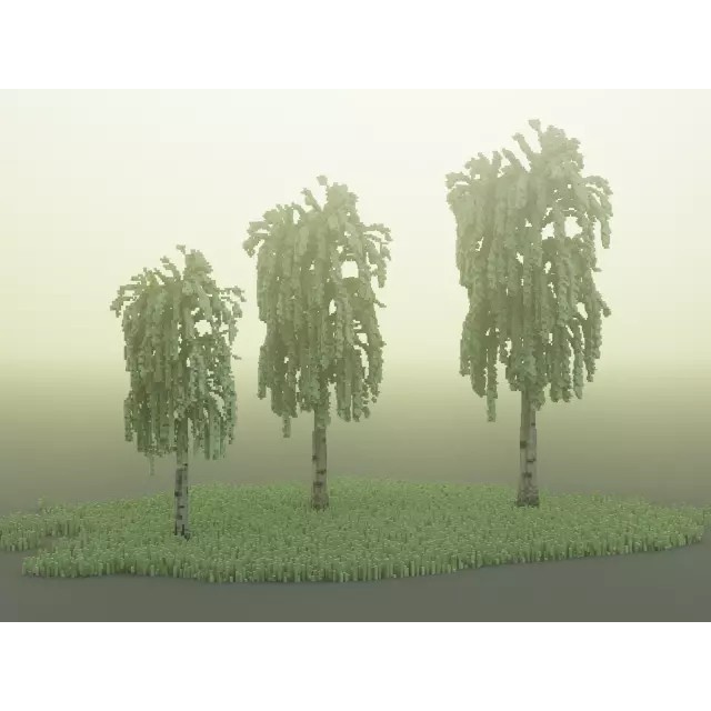 Birch Trees 3D Model – Voxel Art Pack with PBR Textures, FBX - View 12