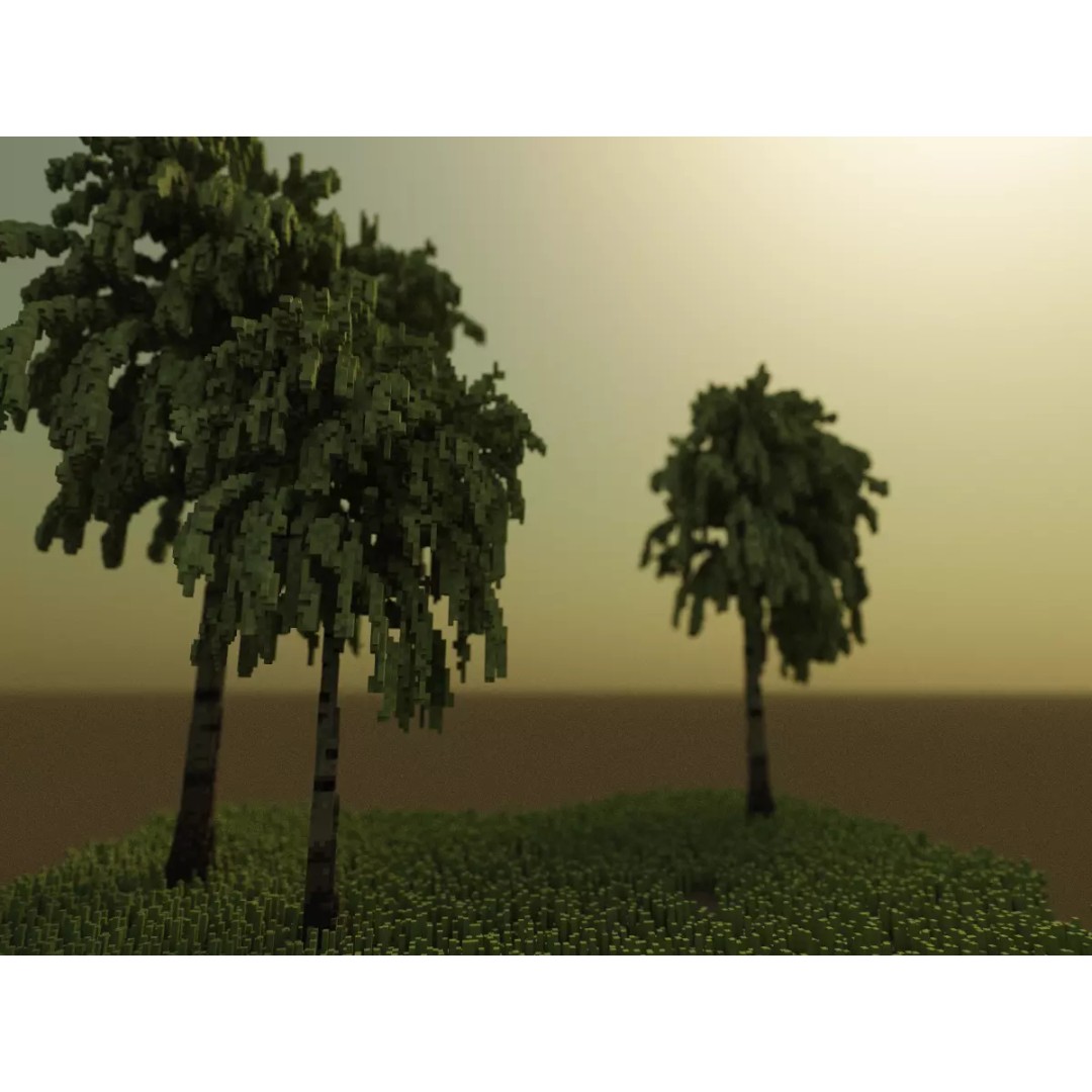 Birch Trees 3D Model – Voxel Art Pack with PBR Textures, FBX - View 19