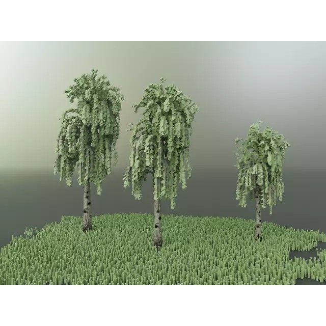 Birch Trees 3D Model – Voxel Art Pack with PBR Textures, FBX - View 20