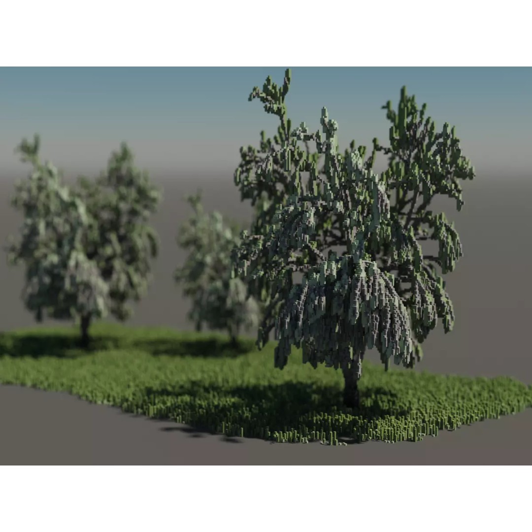 Birch Trees 3D Model – Voxel Art Pack with PBR Textures, FBX - View 23