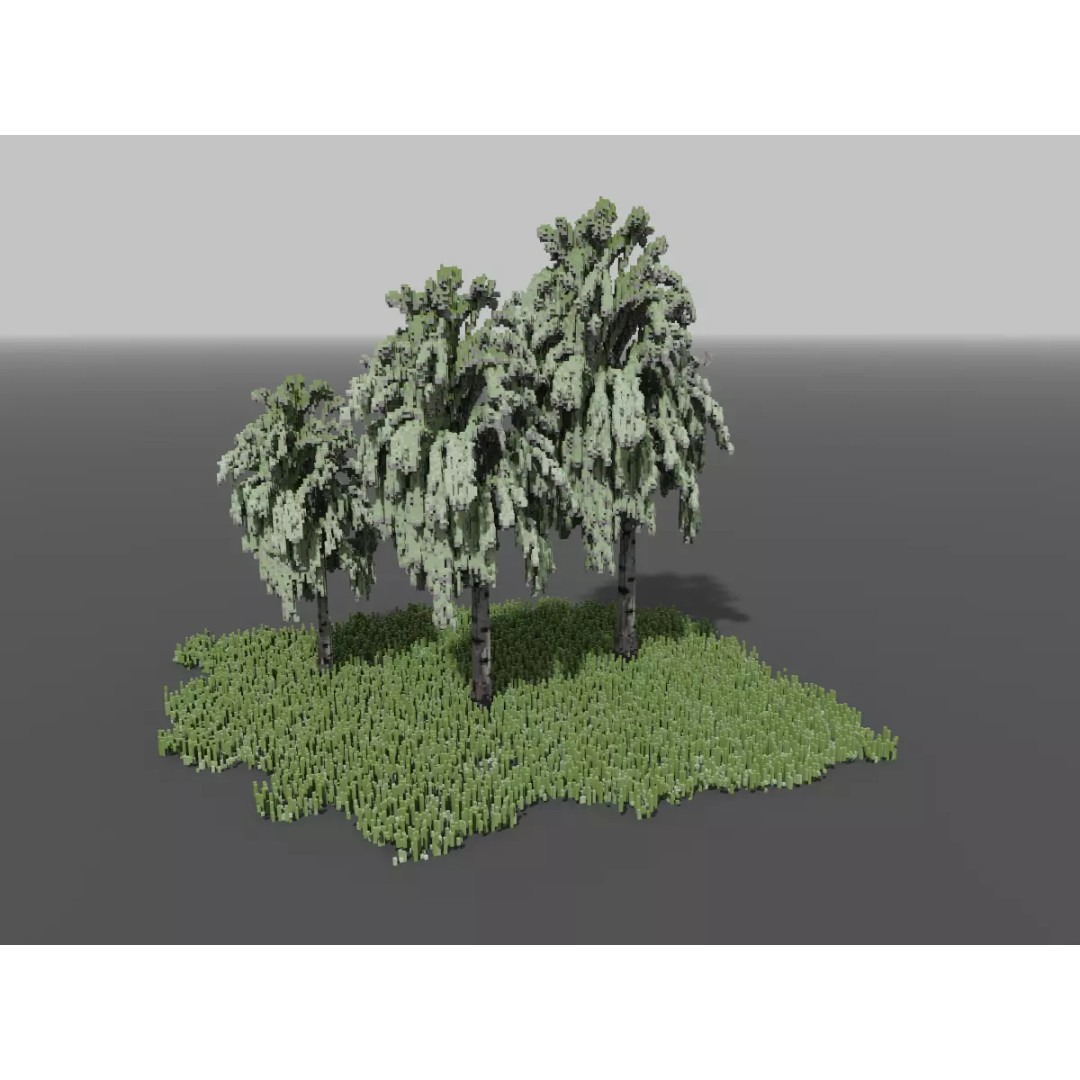 Birch Trees 3D Model – Voxel Art Pack with PBR Textures, FBX - View 25
