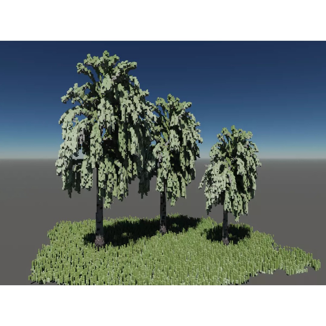 Birch Trees 3D Model – Voxel Art Pack with PBR Textures, FBX - View 26