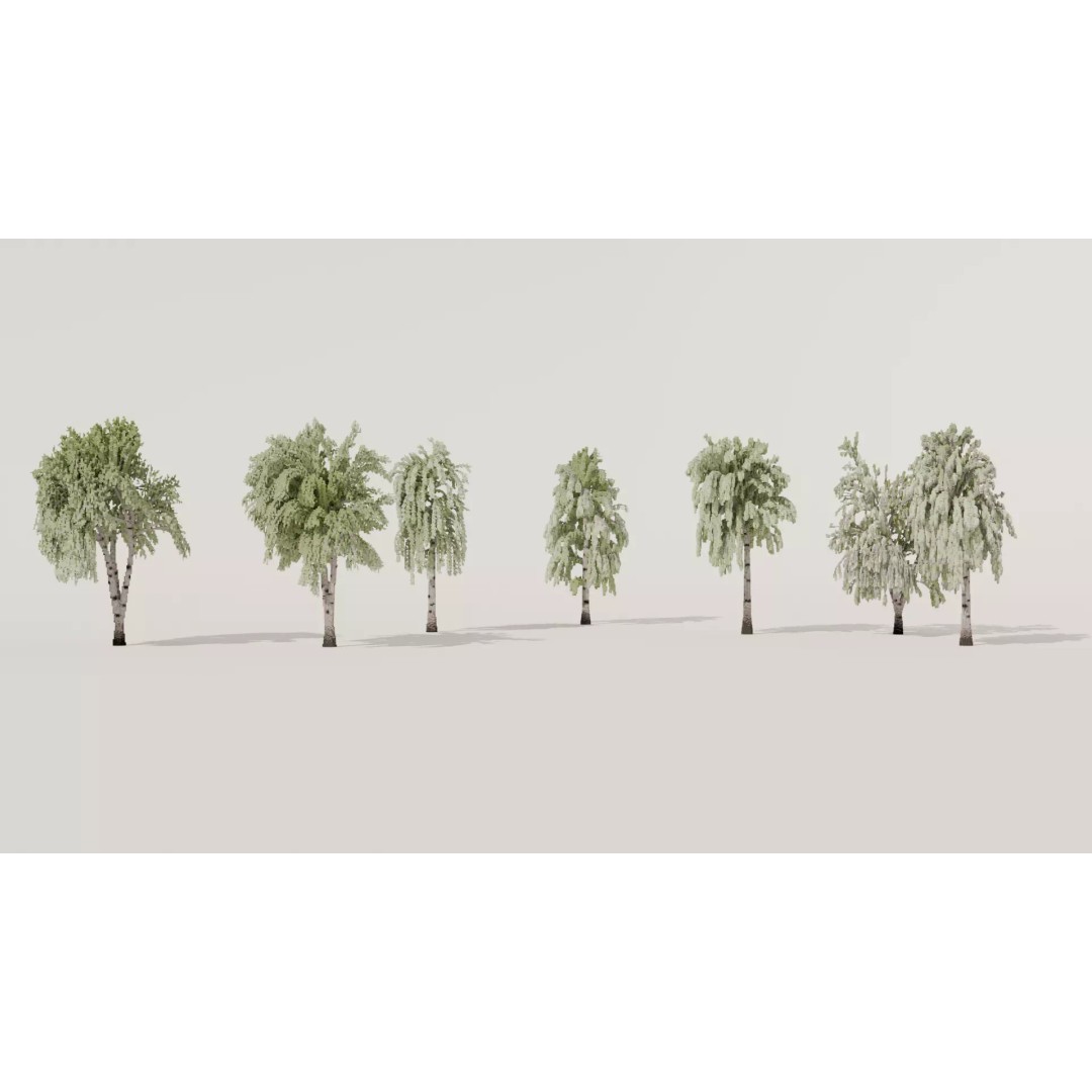 Birch Trees 3D Model – Voxel Art Pack with PBR Textures, FBX - View 5