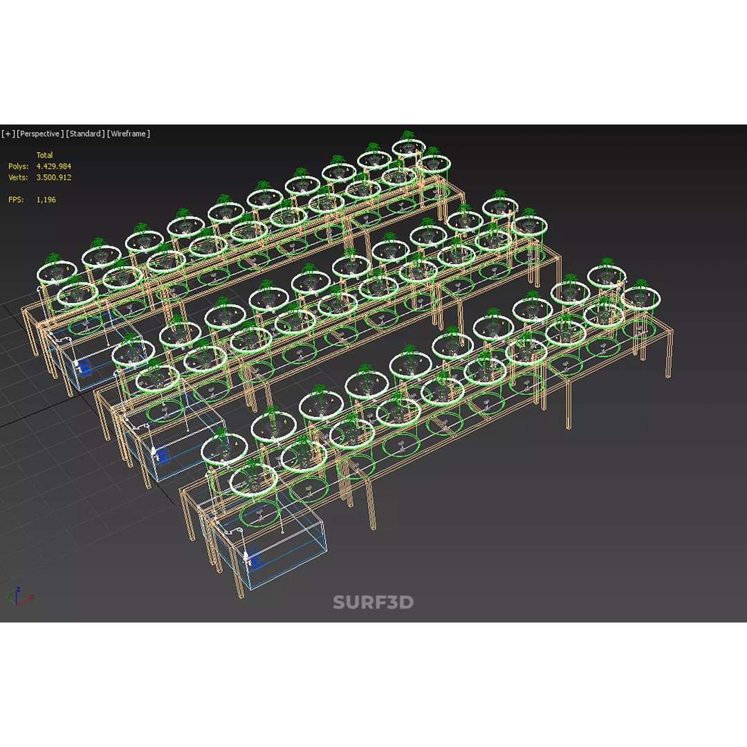 Bato Dutch Bucket Hydroponic System 3D Model – PBR Game Asset, FBX, OBJ