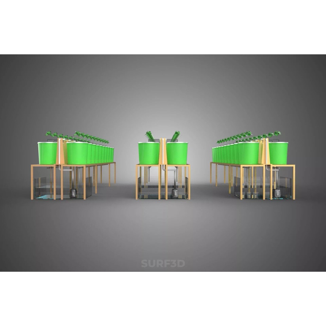 Bato Dutch Bucket Hydroponic System 3D Model – PBR Game Asset, FBX, OBJ - View 10