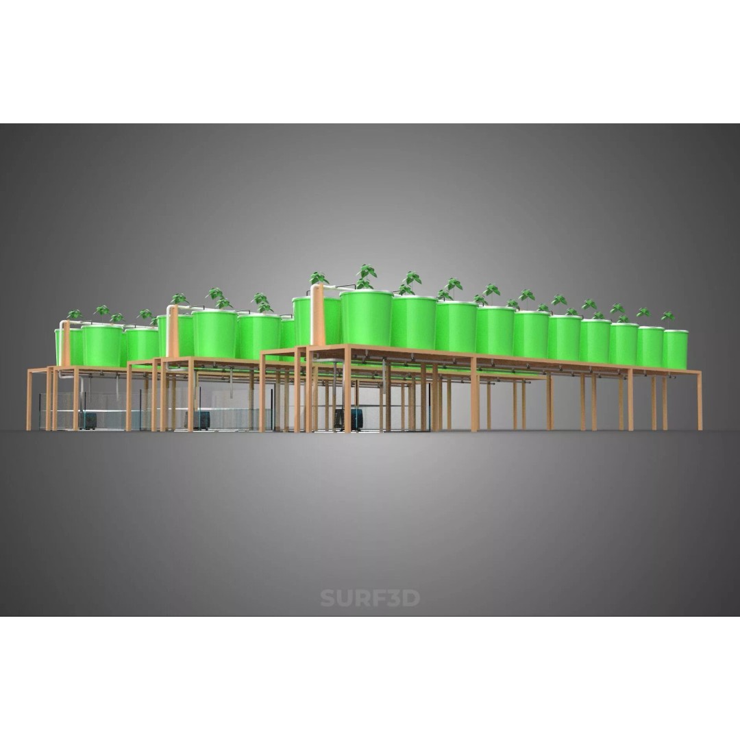 Bato Dutch Bucket Hydroponic System 3D Model – PBR Game Asset, FBX, OBJ - View 11