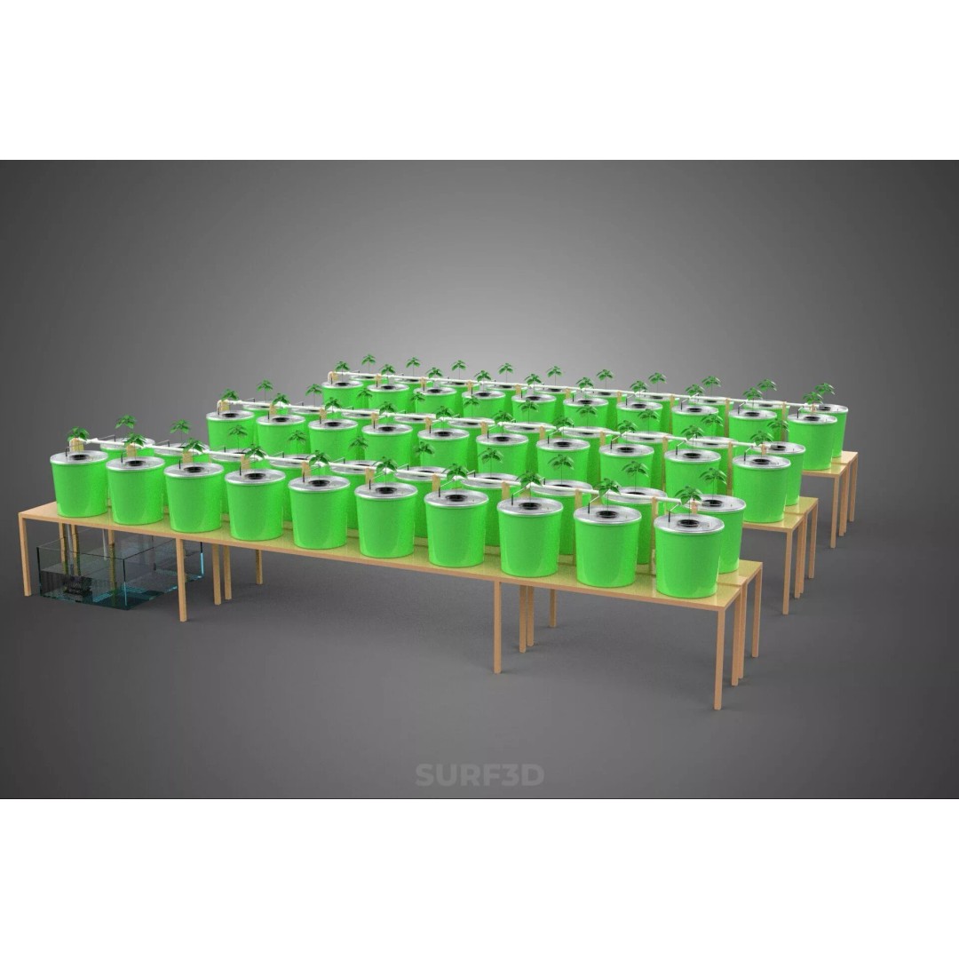 Bato Dutch Bucket Hydroponic System 3D Model – PBR Game Asset, FBX, OBJ - View 15