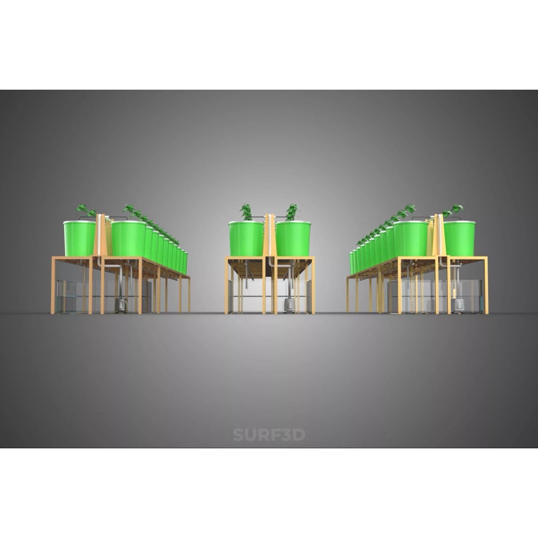Bato Dutch Bucket Hydroponic System 3D Model – PBR Game Asset, FBX, OBJ - View 21