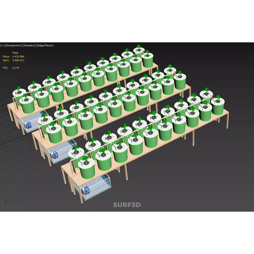 Bato Dutch Bucket Hydroponic System 3D Model – PBR Game Asset, FBX, OBJ - View 26