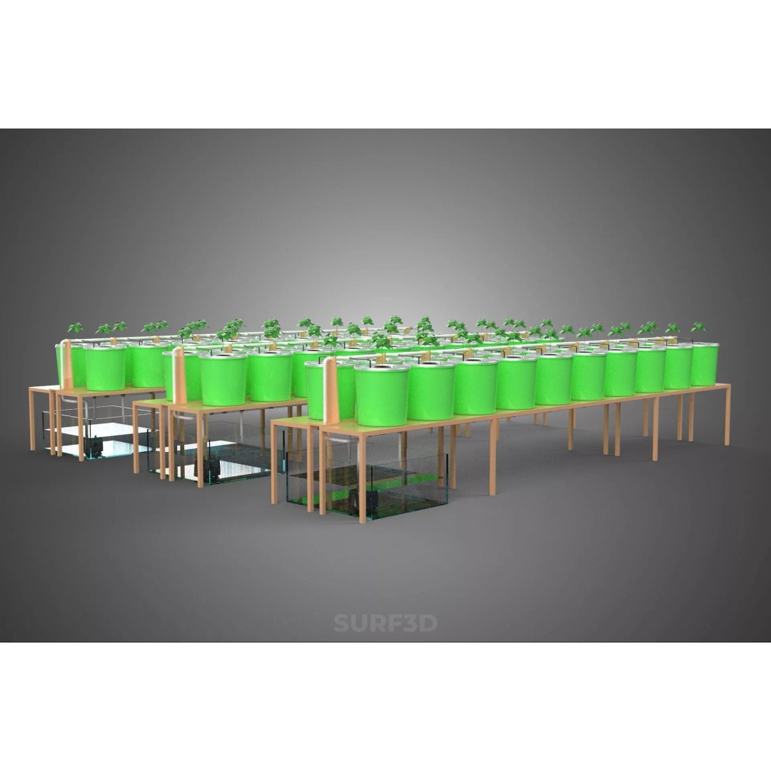 Bato Dutch Bucket Hydroponic System 3D Model – PBR Game Asset, FBX, OBJ - View 4