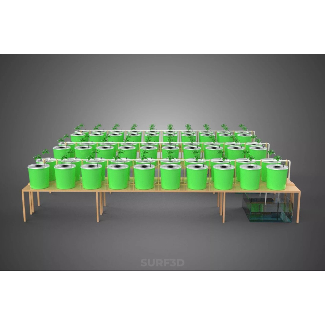 Bato Dutch Bucket Hydroponic System 3D Model – PBR Game Asset, FBX, OBJ - View 6