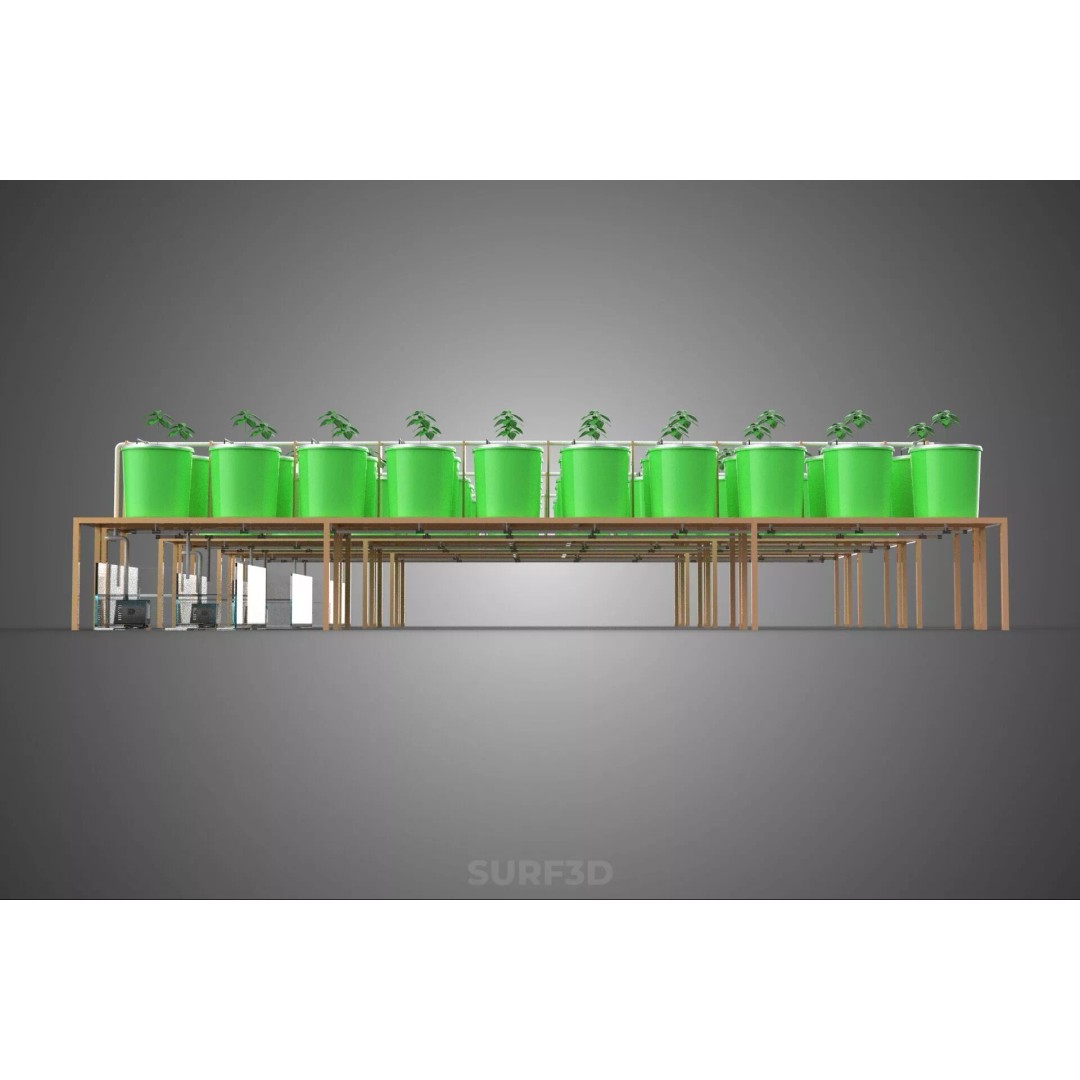 Bato Dutch Bucket Hydroponic System 3D Model – PBR Game Asset, FBX, OBJ - View 9
