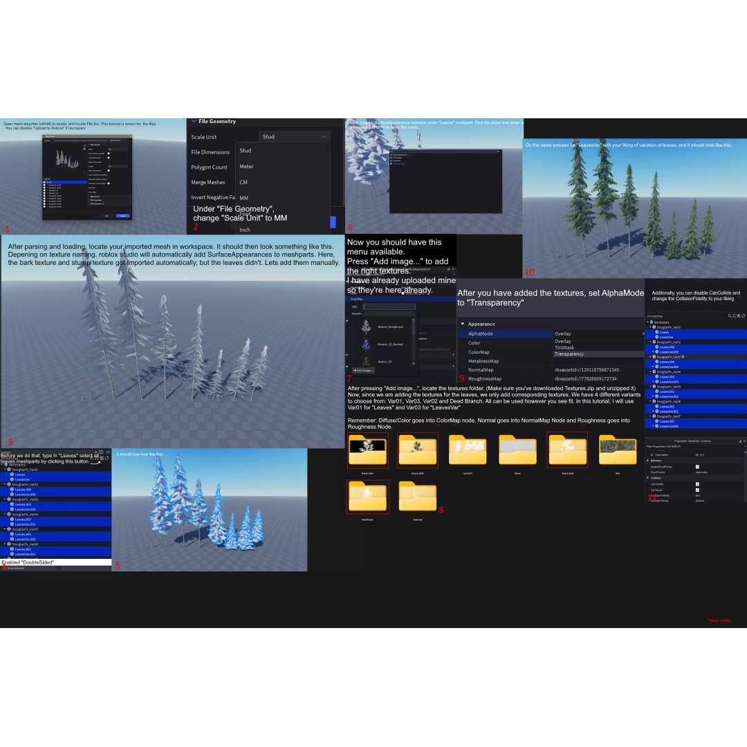 Realistic White Spruce Tree Pack 3D Model – Low Poly PBR Game Asset, FBX