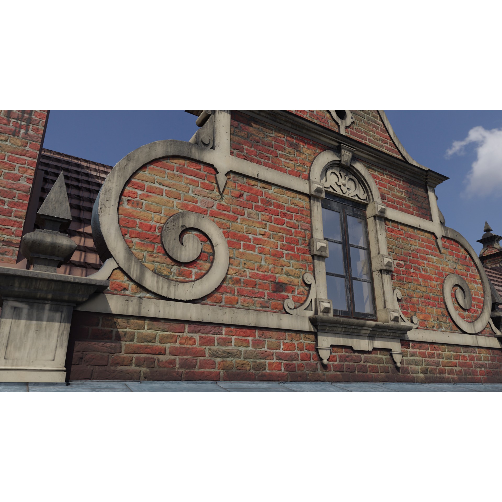 Brick Building with Interior - Low-Poly Game-Ready 3D Model - View 10