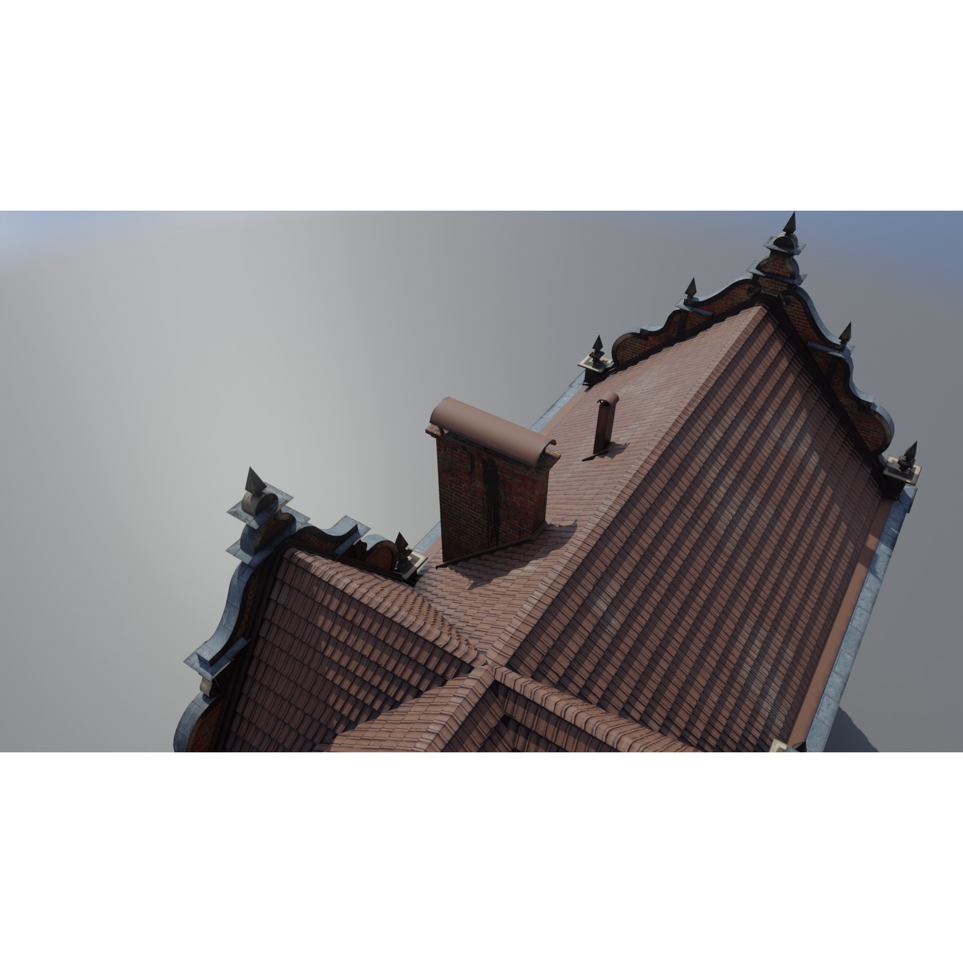 Brick Building with Interior - Low-Poly Game-Ready 3D Model - View 11