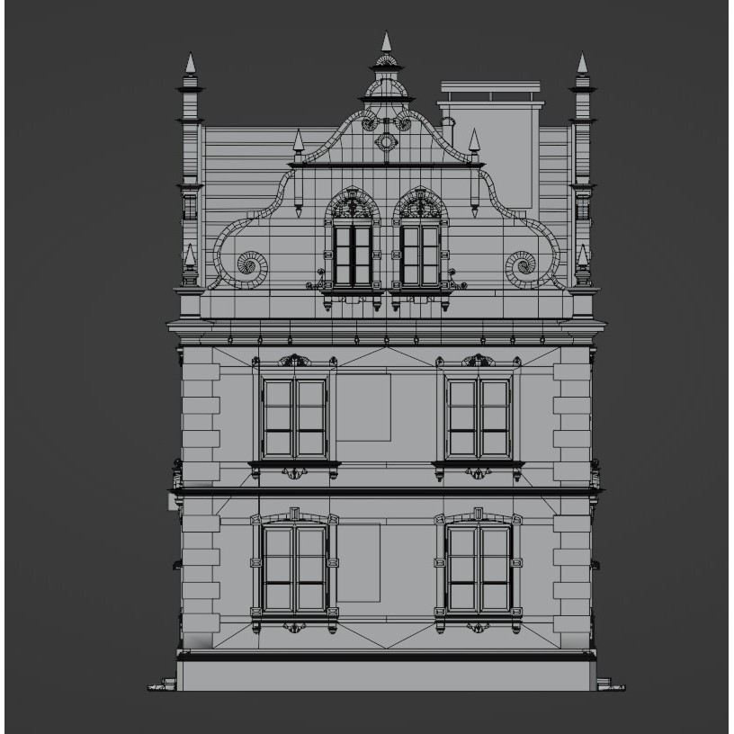 Brick Building with Interior - Low-Poly Game-Ready 3D Model - View 19