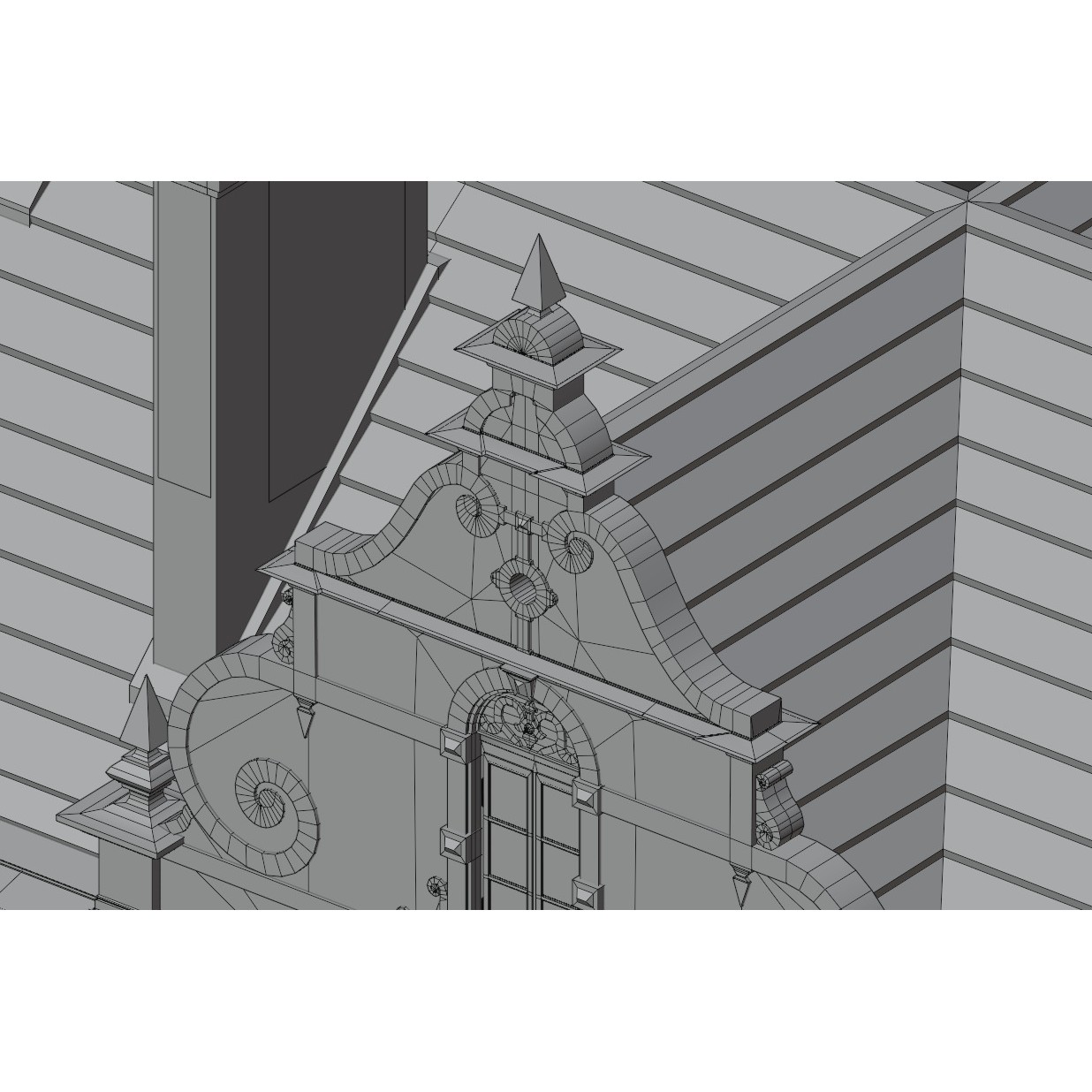 Brick Building with Interior - Low-Poly Game-Ready 3D Model - View 23