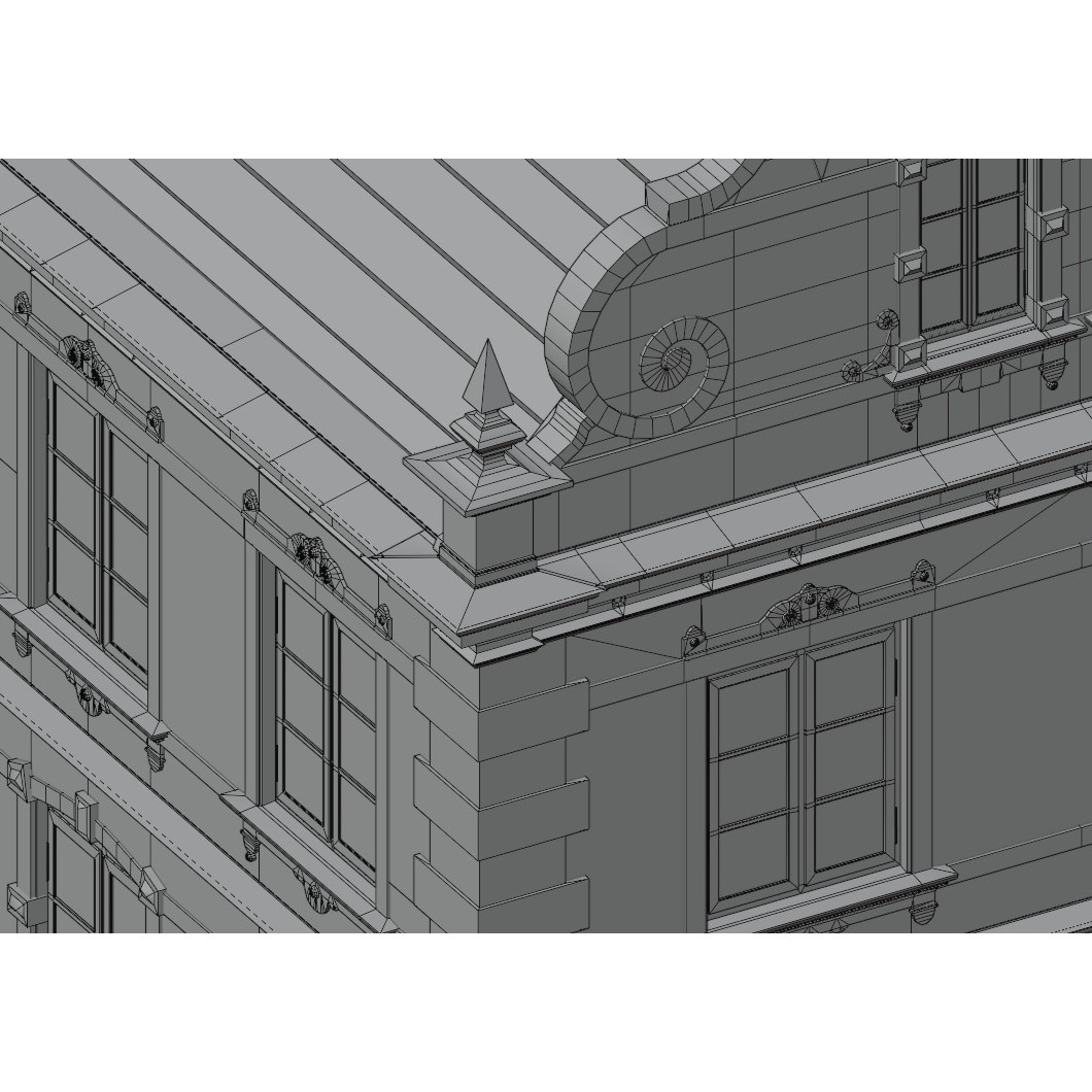 Brick Building with Interior - Low-Poly Game-Ready 3D Model - View 24