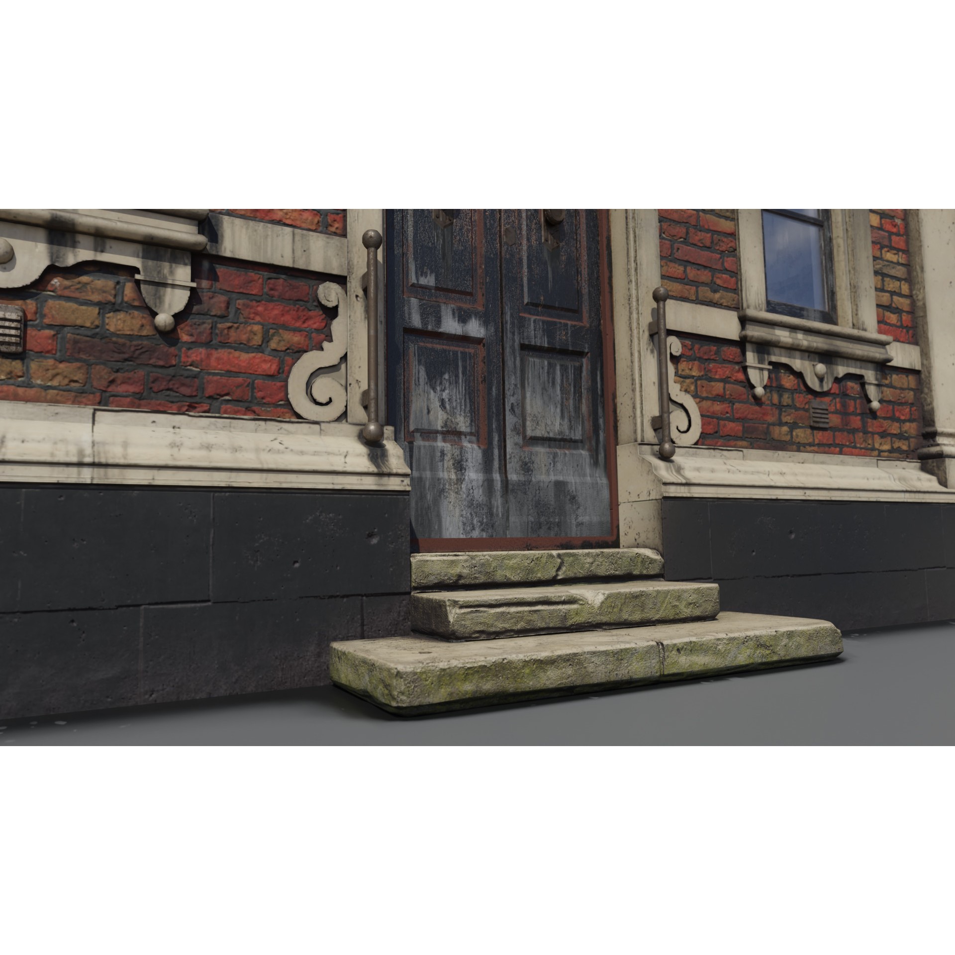 Brick Building with Interior - Low-Poly Game-Ready 3D Model - View 4