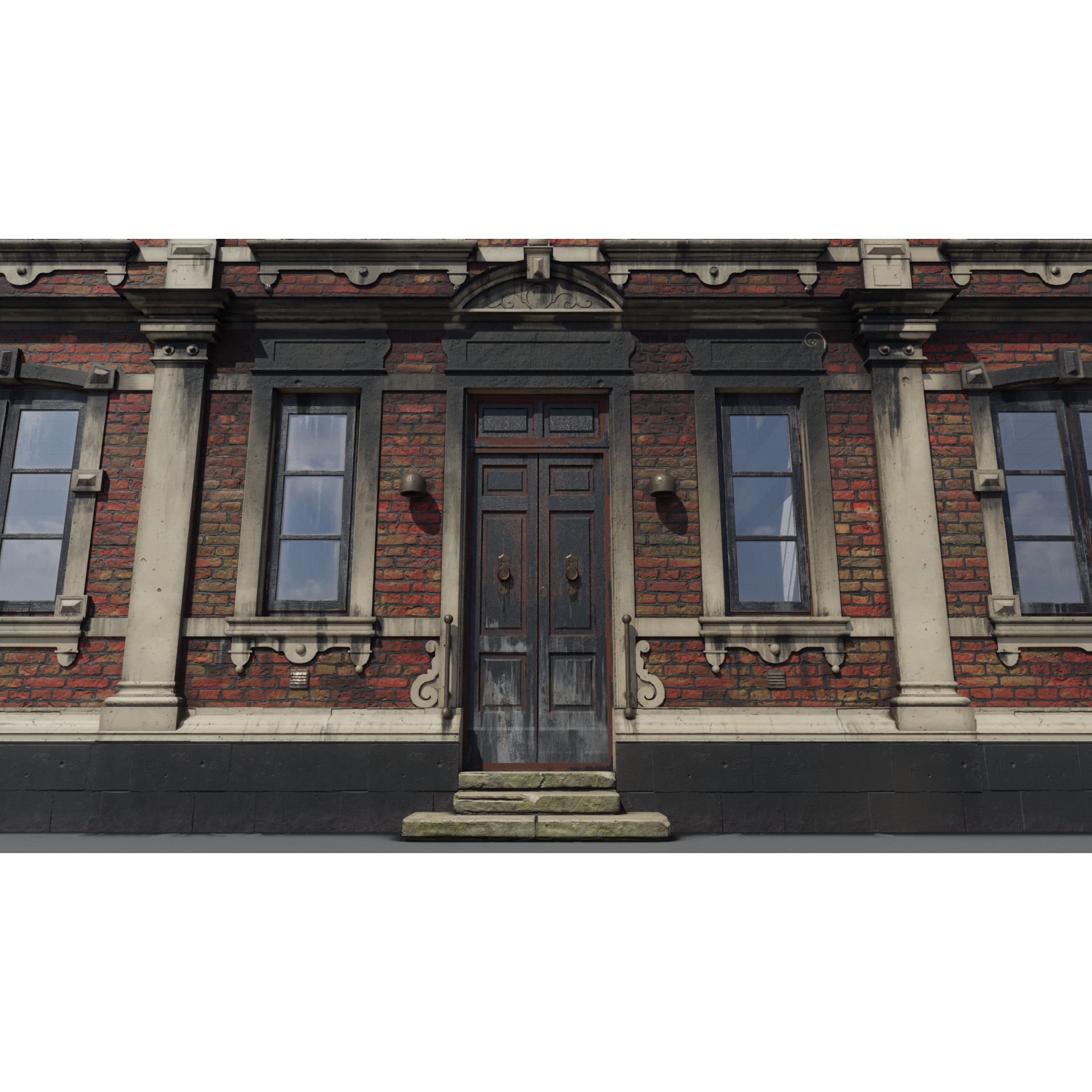Brick Building with Interior - Low-Poly Game-Ready 3D Model - View 6