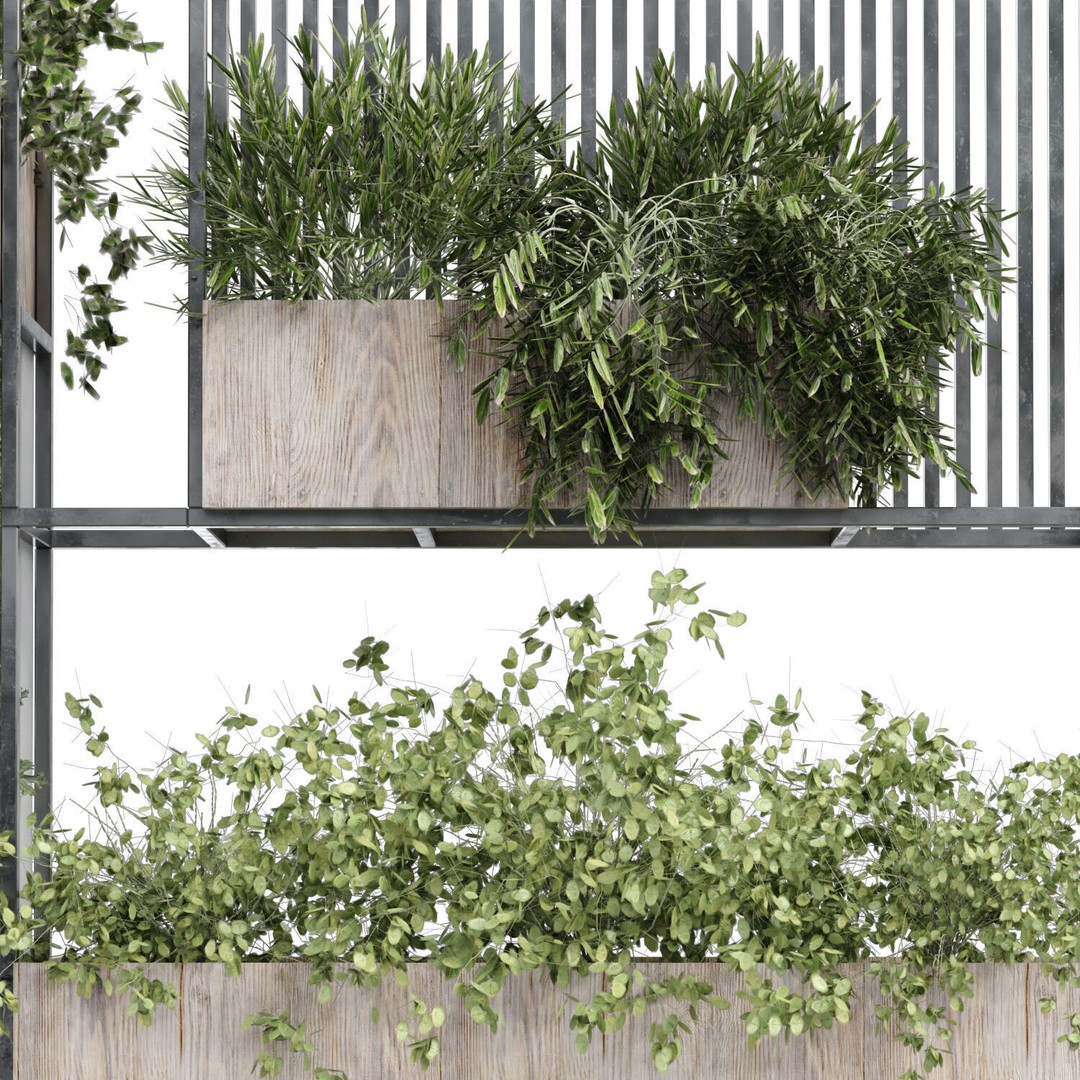 Shelf and Green Vertical Plant Set 348 3D Model – High Poly OBJ/3DS Asset