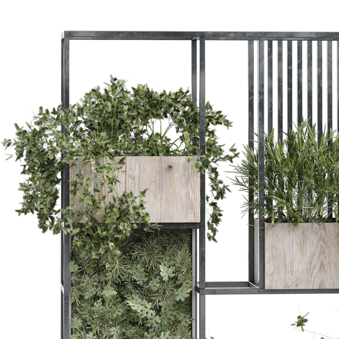 Shelf and Green Vertical Plant Set 348 3D Model – High Poly OBJ/3DS Asset - View 6