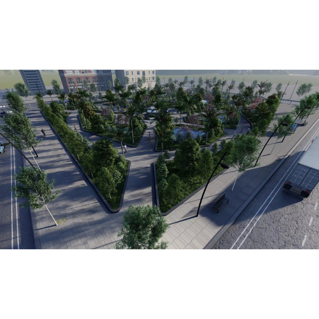Syrac Park 3D Model – Modern Landscape Design for Archviz - View 11