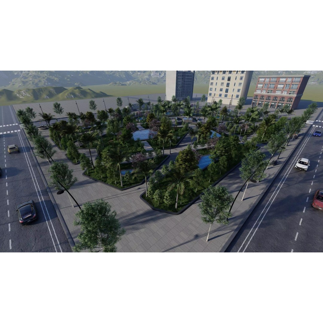 Syrac Park 3D Model – Modern Landscape Design for Archviz - View 13