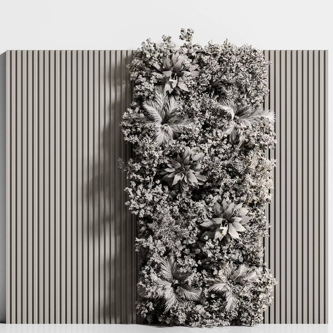 Wooden Planks 3D Model – Vertical Garden with PBR Textures, OBJ