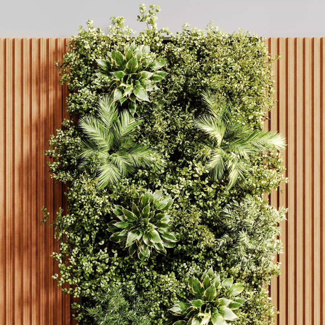 Wooden Planks 3D Model – Vertical Garden with PBR Textures, OBJ - View 6