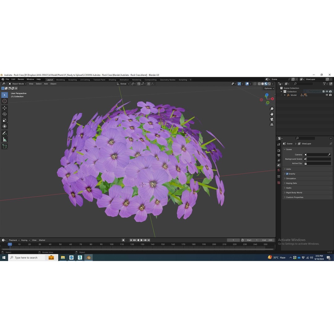 Aubrieta - Rock Cress 3D Model – PBR Game Asset, FBX, VR/AR Ready - View 7