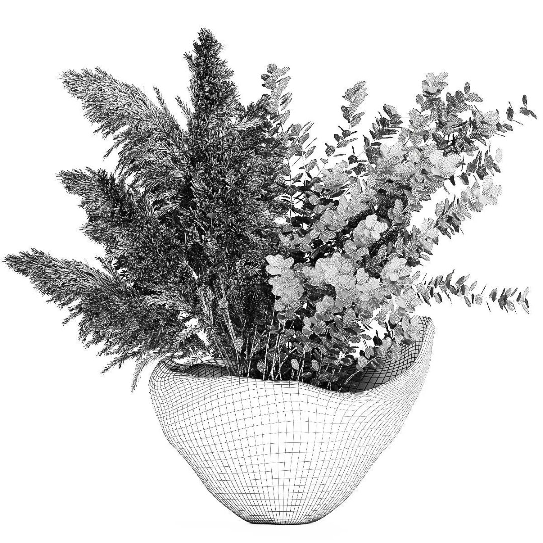 Autumn Flowers Bouquet 3D Model – Realistic Dried Decor, FBX