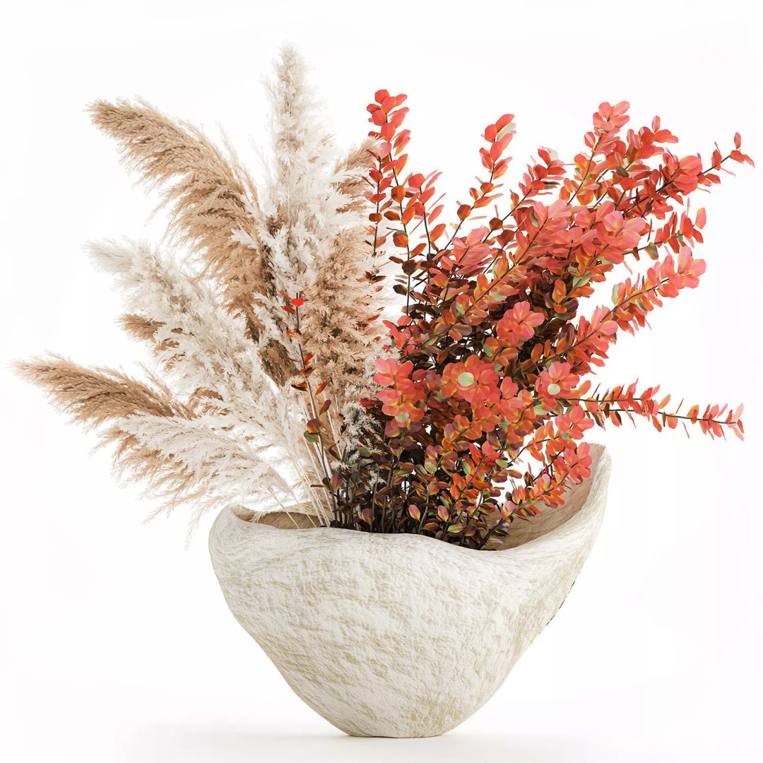 Autumn Flowers Bouquet 3D Model – Realistic Dried Decor, FBX - View 11