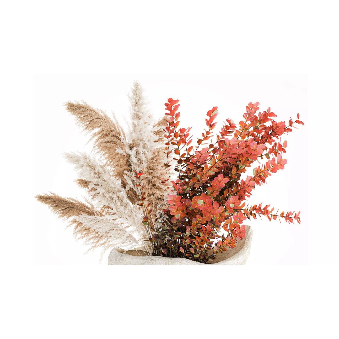 Autumn Flowers Bouquet 3D Model – Realistic Dried Decor, FBX - View 3
