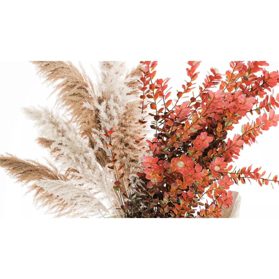 Autumn Flowers Bouquet 3D Model – Realistic Dried Decor, FBX - View 5