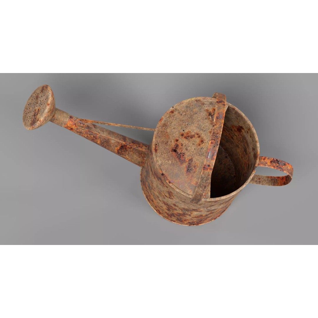 Rusty Watering Can 3D Model – Realistic Garden Tool, PBR Textures - View 10