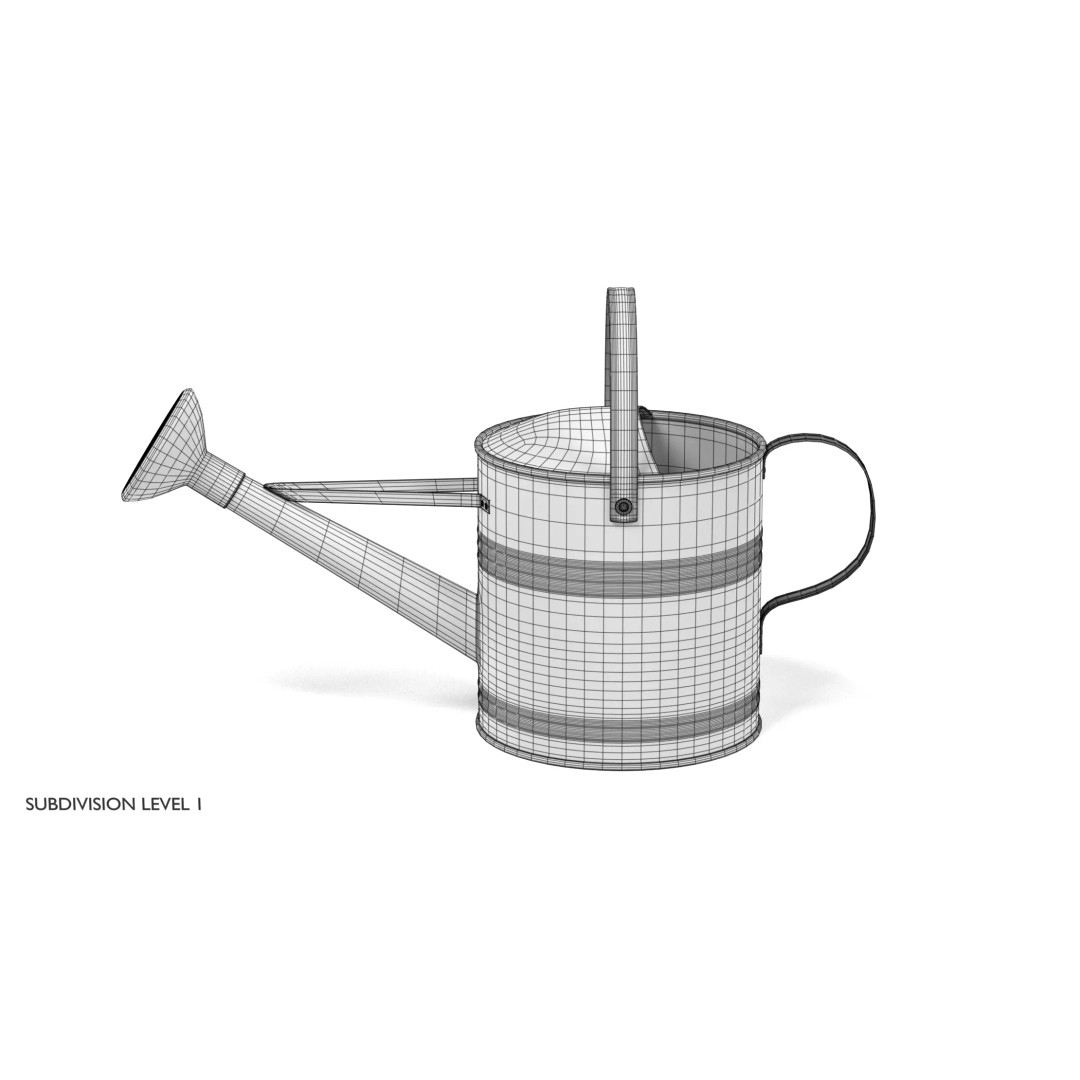 Rusty Watering Can 3D Model – Realistic Garden Tool, PBR Textures - View 13