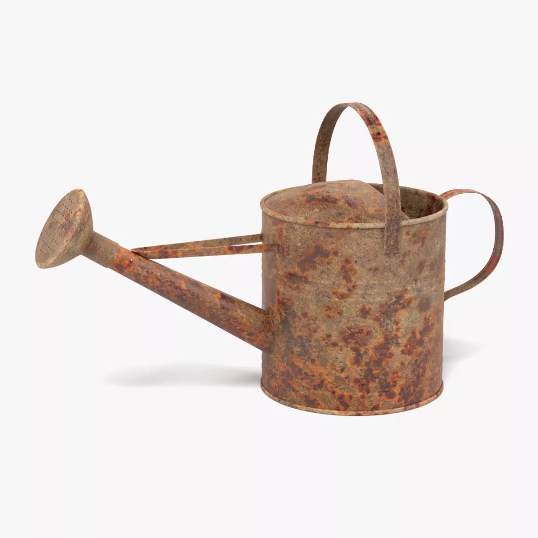 Rusty Watering Can 3D Model – Realistic Garden Tool, PBR Textures - View 2