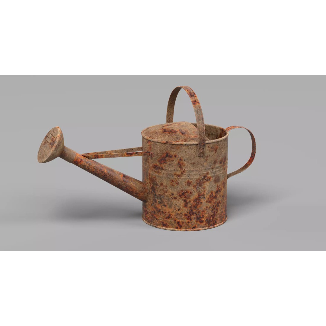 Rusty Watering Can 3D Model – Realistic Garden Tool, PBR Textures - View 4