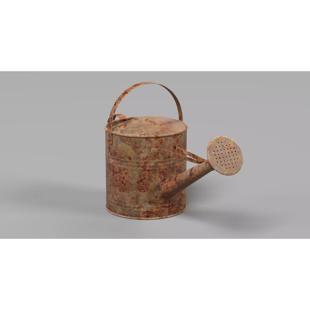 Rusty Watering Can 3D Model – Realistic Garden Tool, PBR Textures - View 5