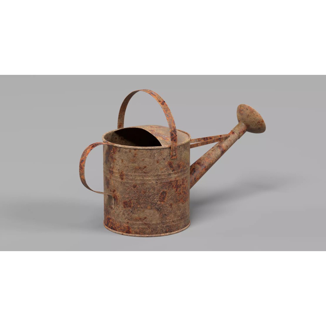 Rusty Watering Can 3D Model – Realistic Garden Tool, PBR Textures - View 7