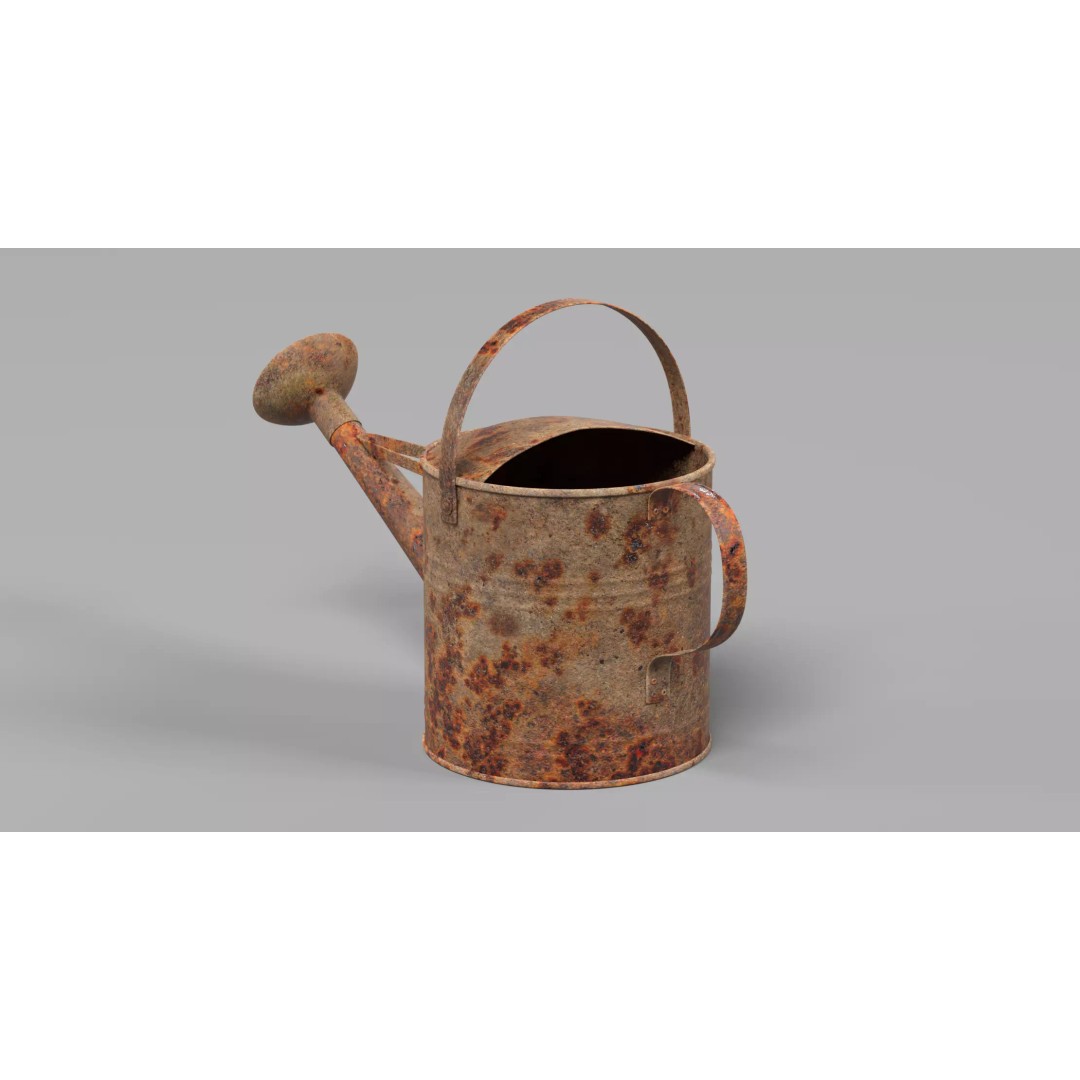 Rusty Watering Can 3D Model – Realistic Garden Tool, PBR Textures - View 8