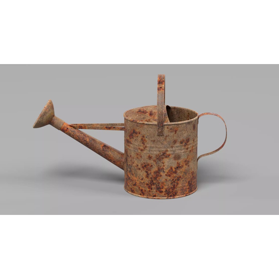 Rusty Watering Can 3D Model – Realistic Garden Tool, PBR Textures - View 9